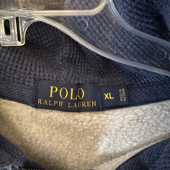 Polo Ralph Lauren Mens Full Zip Sweater Blue Size XL Drawstring Pockets - Picture 2 of 3